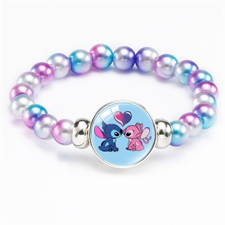 Sødt Stitch-armbånd med perler i pastelfarver - stil 2 - Stitch & Angel